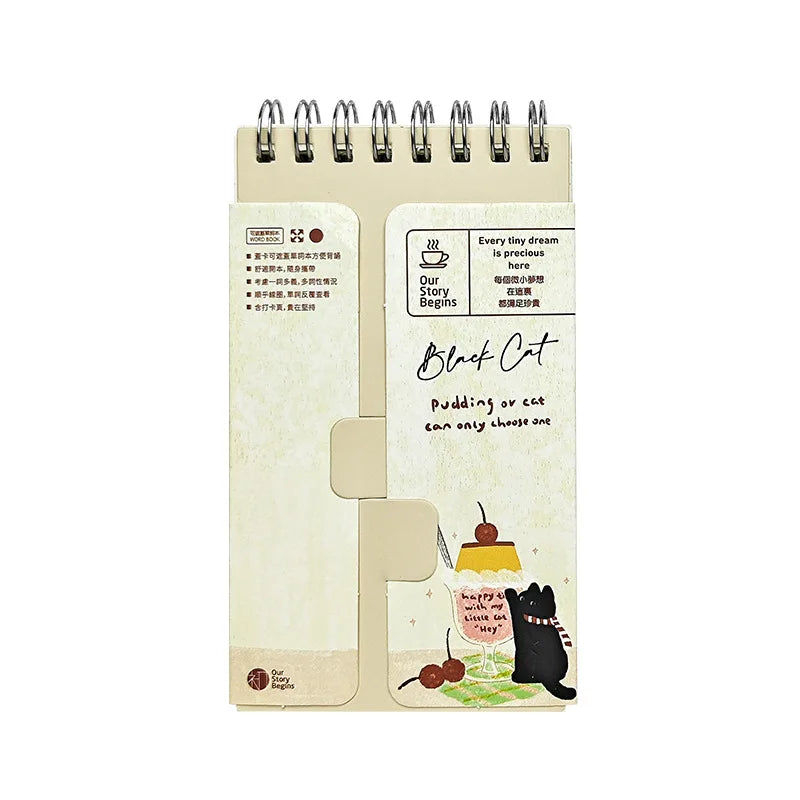 A7 Mini Pocket Notebook Cat Time Cover Word Book Portable Fresh Cute