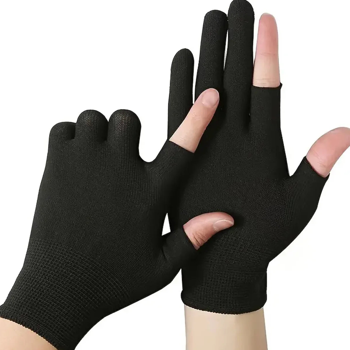1 Pair Two Finger Work Protection Exposed Fingers Anti-slip Gloves For Breathable Picking Planting Gloves,Packaging Peaceful Pleasures Health and Wellness Black