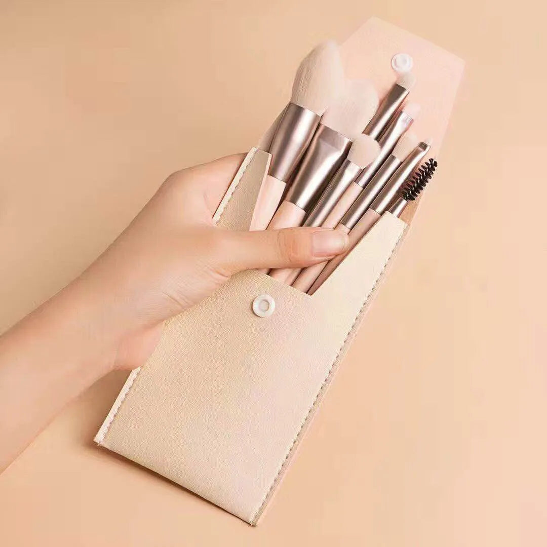8-Piece Mini Macaron Soft Makeup Brush Set | Beginner Kit