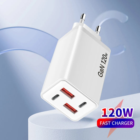 120W GaN USB-C Wall Charger | PD QC3.0 Multi-Port Fast Charging USB-C Wall Charger Peaceful Pleasures Health and Wellness
