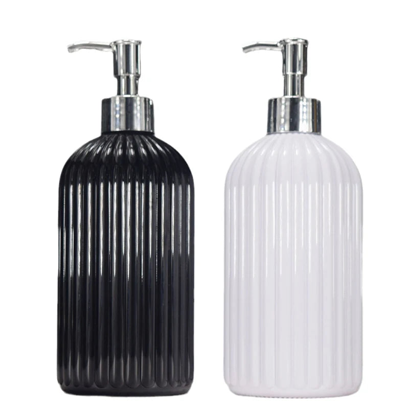 500ml Striped Soap Dispenser Bathroom Shower Wash Shampoo Bottle Refillable Kitchen Dish And Hands Soap Container Peaceful Pleasures Health and Wellness