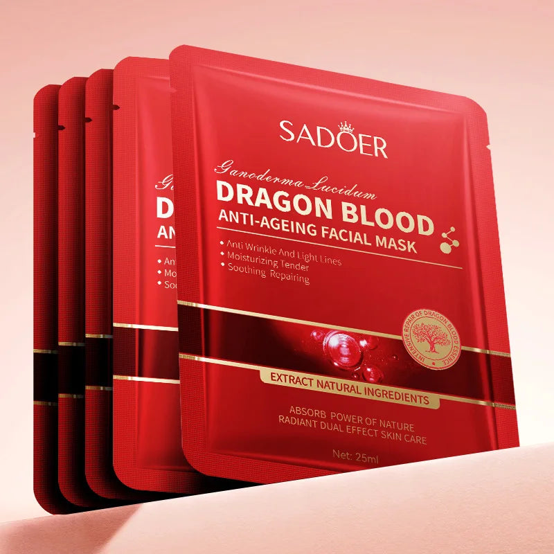 SADOER Dragon Blood Face Mask – Anti-Aging & Hydrating (10 Pack)