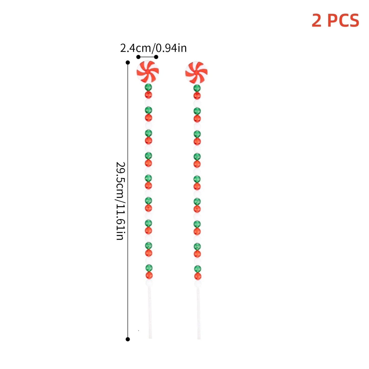 Christmas Candy Cane Curly Picks – Red & White Xmas Ornaments