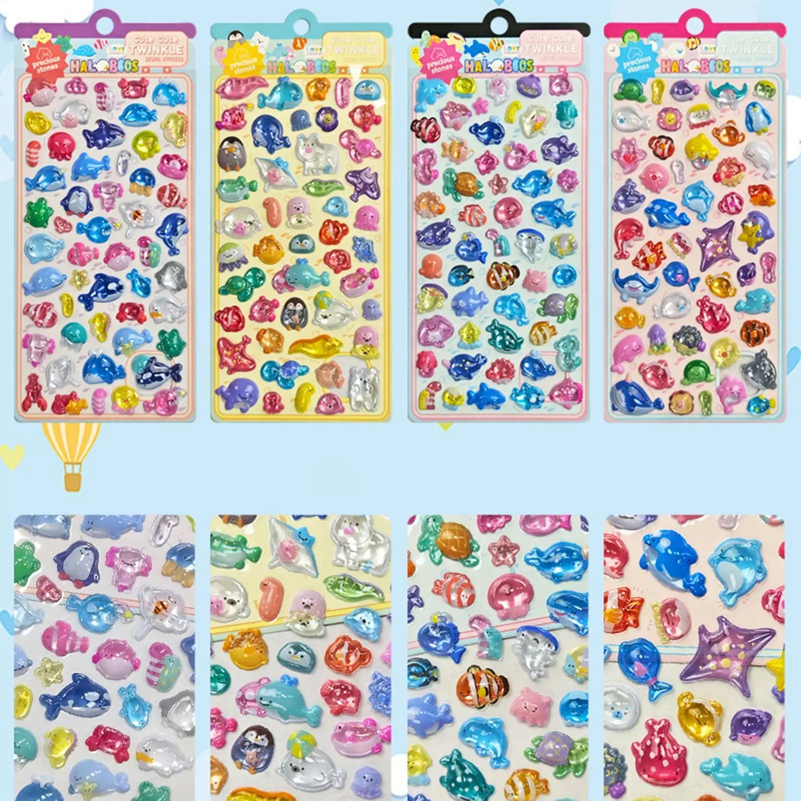 Cartoon Stickers Cute Mini Raised 3D Relief Decal Tiny 3D Animal Stickers for Scrapbooking for Water Cups Laptops Wall Guitars Peaceful Pleasures Health and Wellness