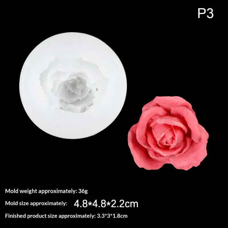 3D Rose Flower Silicone Mold – Soap, Epoxy & Craft