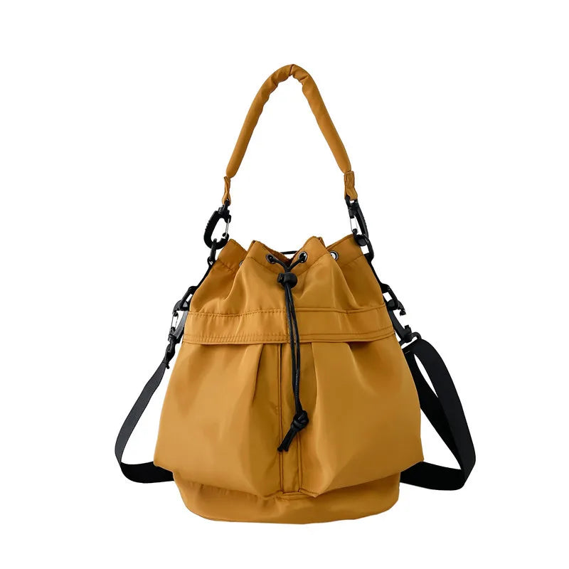 Fashion Women Shoulder Bag Nylon Women Large Capacity Casual Handbag Drawstring Crossbody Bag Tote Bag UNISEX Gifts for Lady Peaceful Pleasures Health and Wellness Orange