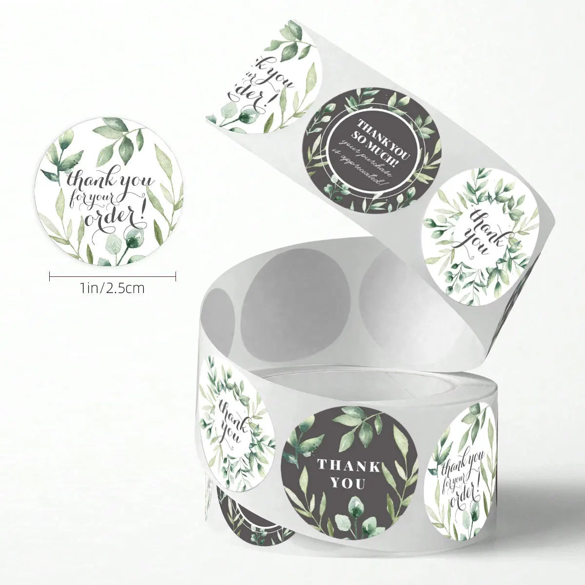 Bview Art Green Circle Thank You Stickers Bilingual Seal Decorative