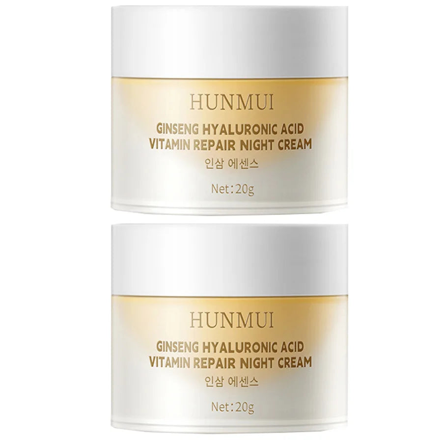 Ginseng Hyaluronic Acid Vitamin Hydra Repair Night Cream Deep Moisturizing Skin Brightening Firming Anti Wrinkle Face Cream Peaceful Pleasures Health and Wellness 20gx2 pieces