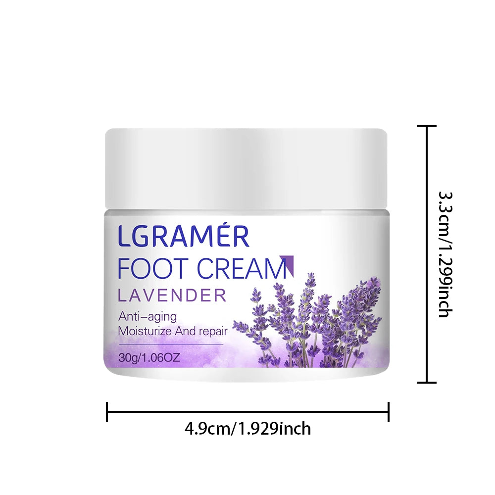 Lavender Foot Cream for Cracked Dry Rough Feet and Heels Provides Intense Nourishment and Hydration To Repair and Soften Skin Peaceful Pleasures Health and Wellness 30g