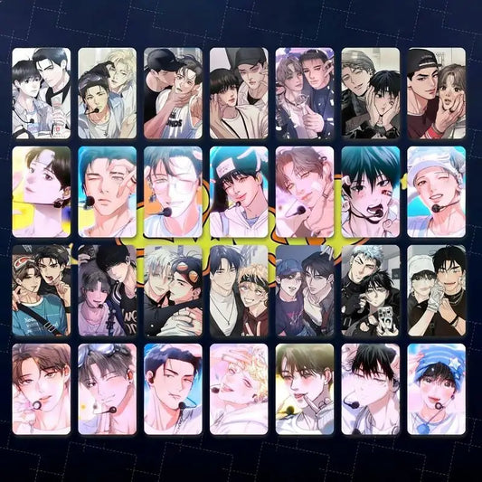 Korean BL Manhwa Photo Cards Anime Couple Character Laser LOMO Comic Peaceful Pleasures Health and Wellness