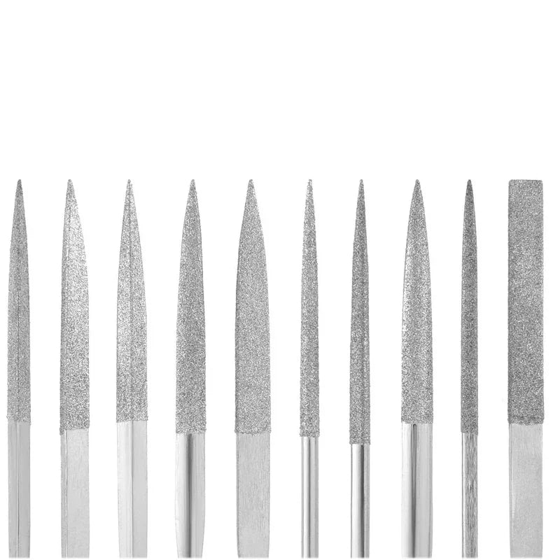 10Pcs Diamond Needle File Set Mini Needle File Kit For Stone Glass Metal Carving Craft Hand Tools Needle File Set 3x140mm Peaceful Pleasures Health and Wellness