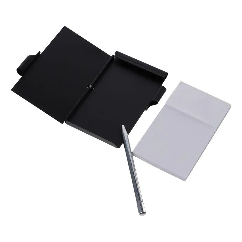 Portable Aluminum Notepad with Memo Pads with Pen Office Memo Pad Pocket Refillable Paper Clamshell Notebook Gift Supplies Peaceful Pleasures Health and Wellness