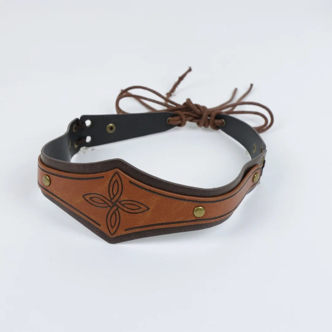 Medieval Celtic Embossed Leather Headband Viking Rivet Hair Band