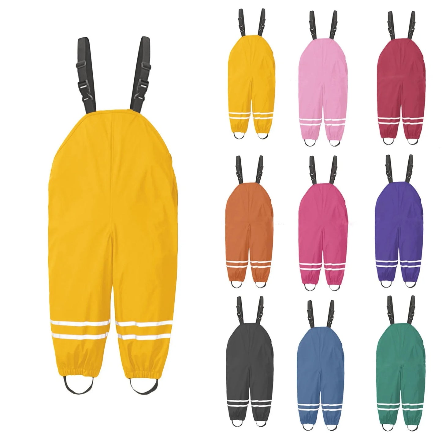 Toddler Kids Boys Girls Rain Dungarees Windproof Waterproof Mud Jumpsuit Clothes One piece rain pants waterproof and breathable Peaceful Pleasures Health and Wellness