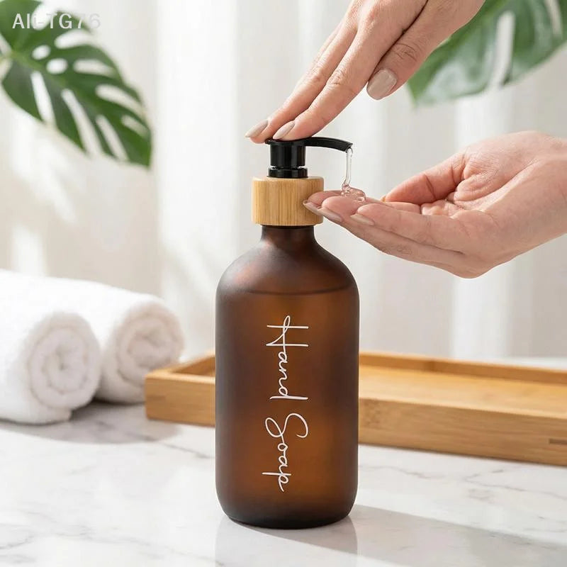 Frosted Refillable Soap Dispenser Set – Shampoo & Lotion Bottles