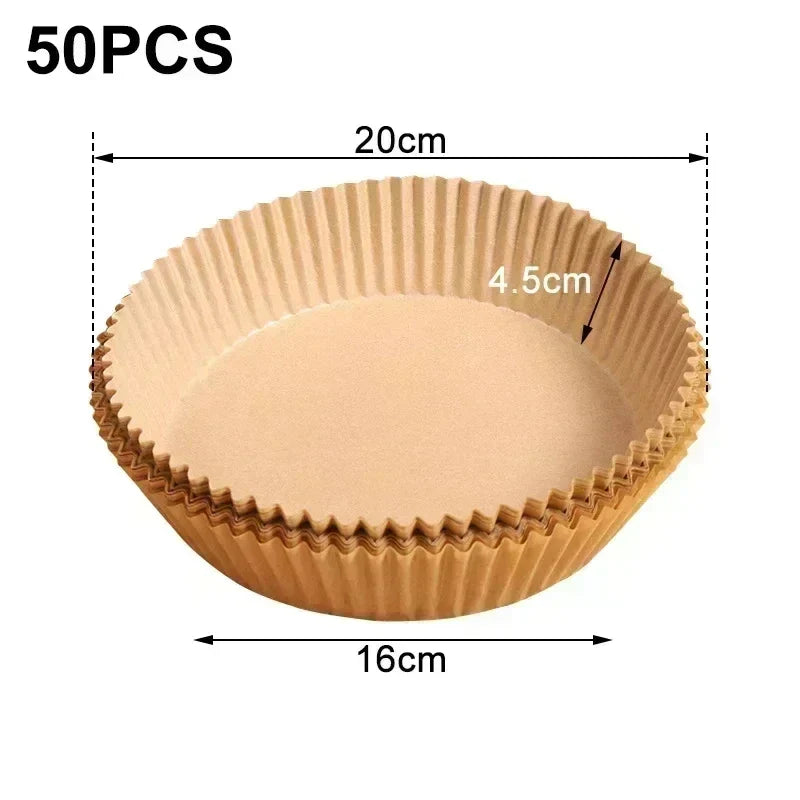 50-Pack Air Fryer Silicone Paper Liners – Non-Stick & Grease-Free