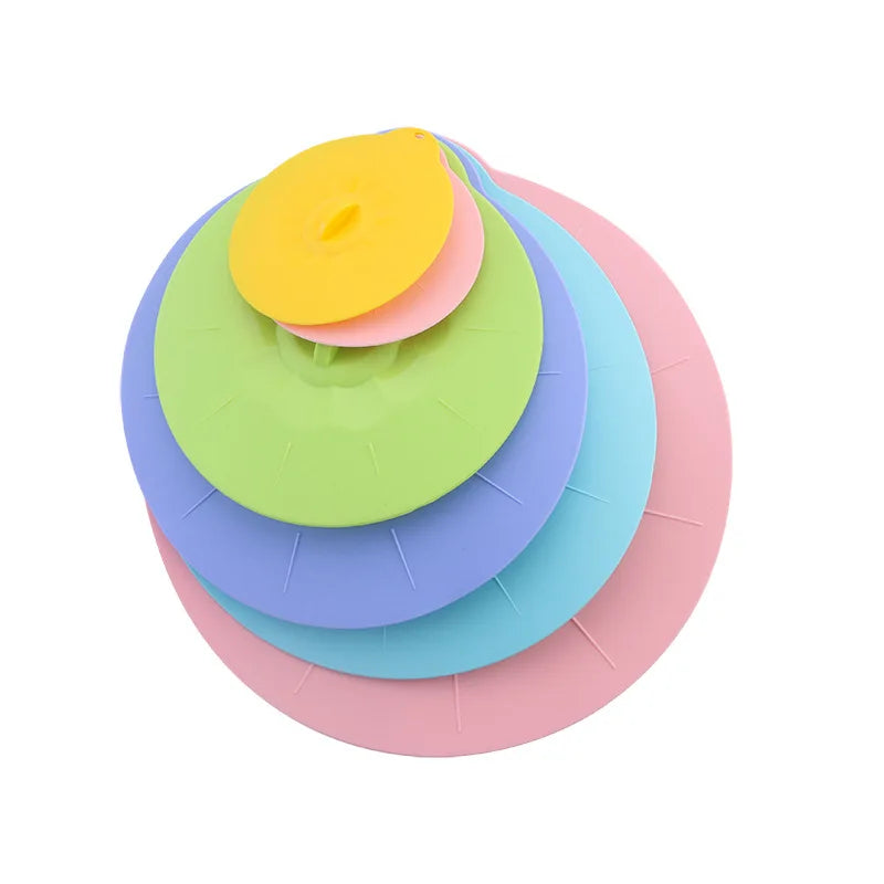 Reusable Silica Gel Spill Stopper Cover Universal Silicone Food Bowl Pot Lid Silicone Cover Pan Cooking Kitchen Accessories DC05 Peaceful Pleasures Health and Wellness 6PCS-Colorful