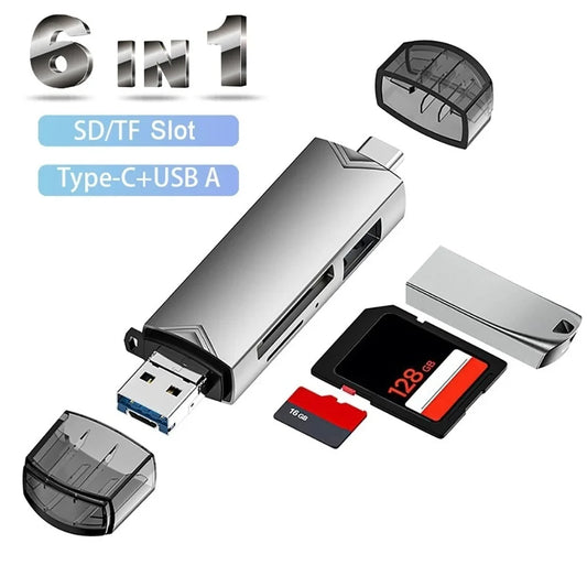 6-in-1 USB-C OTG Card Reader USB 3.0 | SD TF Micro Adapter USB-C Card Reader Peaceful Pleasures Health and Wellness