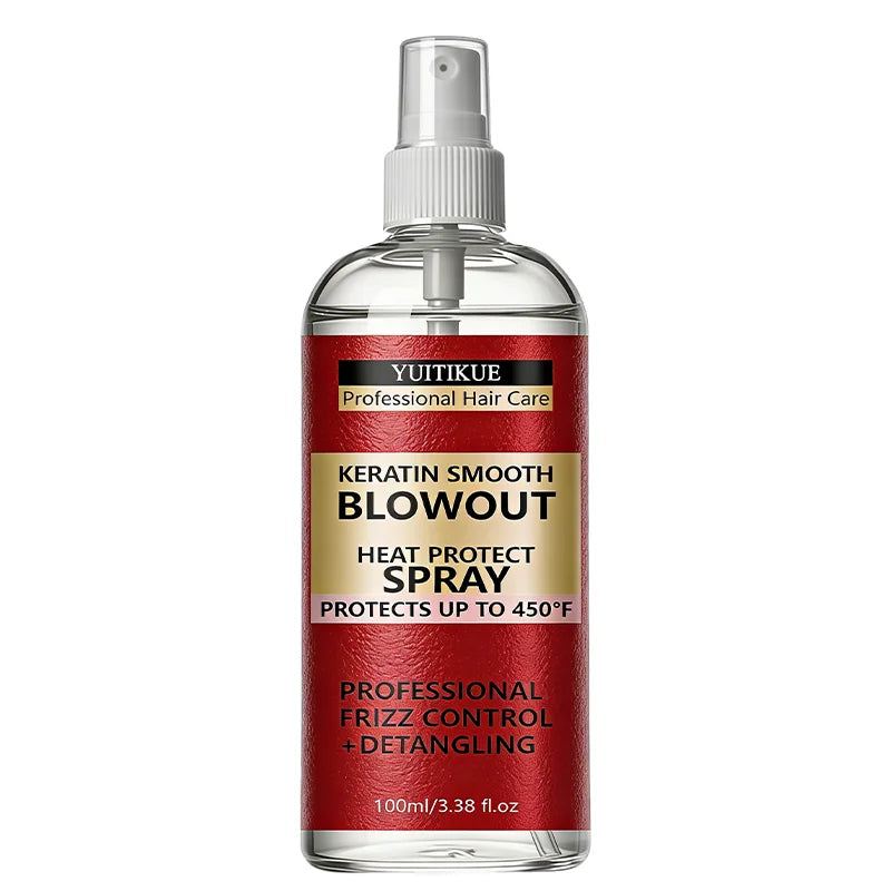 Yuitikue Keratin Heat Protect Spray, 100ml 450°F Thermal Protection with Frizz Control, Salon-Level Smooth Blowout Finish Peaceful Pleasures Health and Wellness 1pc