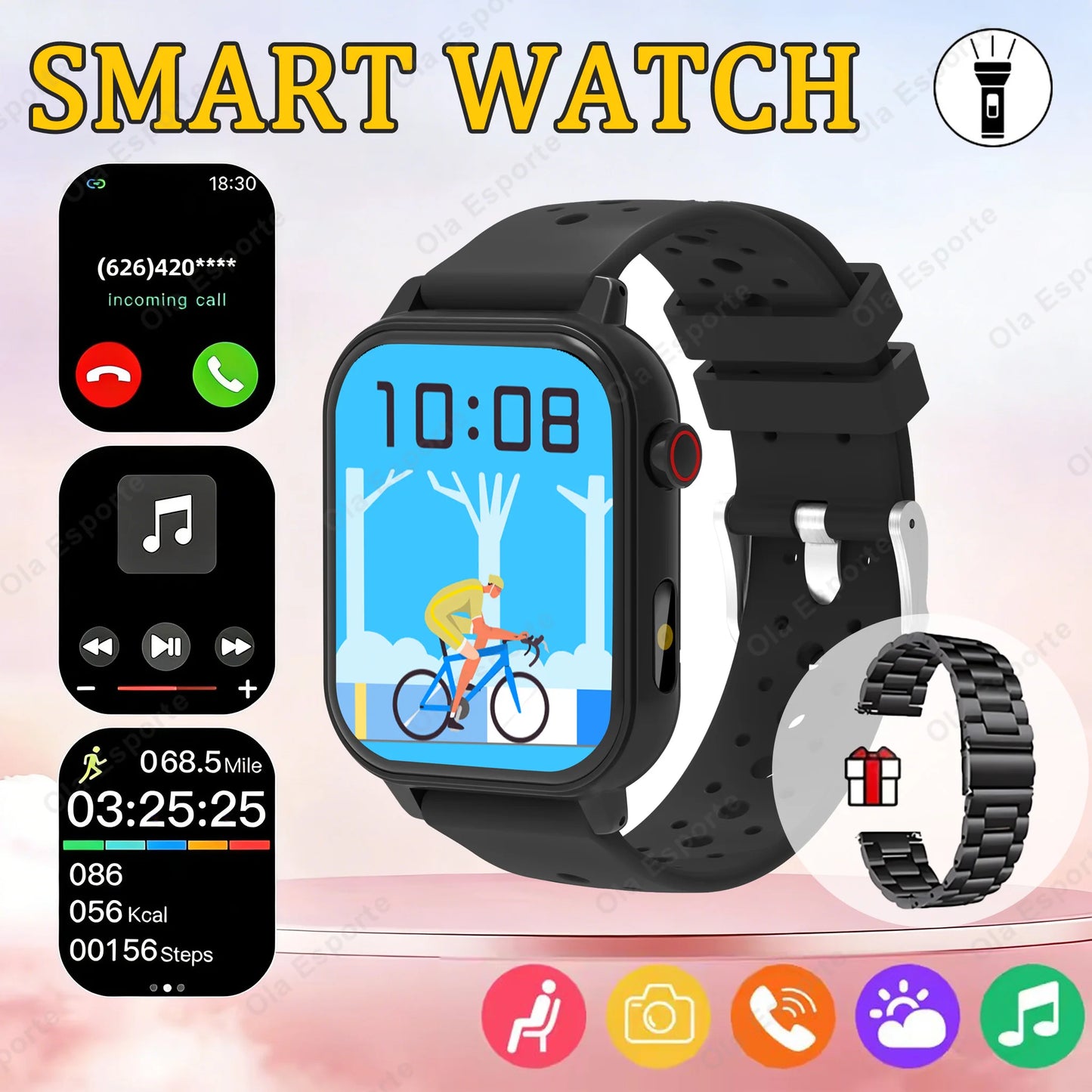 2026 New Multifunctional Smart Watch Men & Women Bluetooth Connected Phone Music Fitness Sports Bracelet Sleep Monitor watchHW12 Peaceful Pleasures Health and Wellness Bk20Szstrap