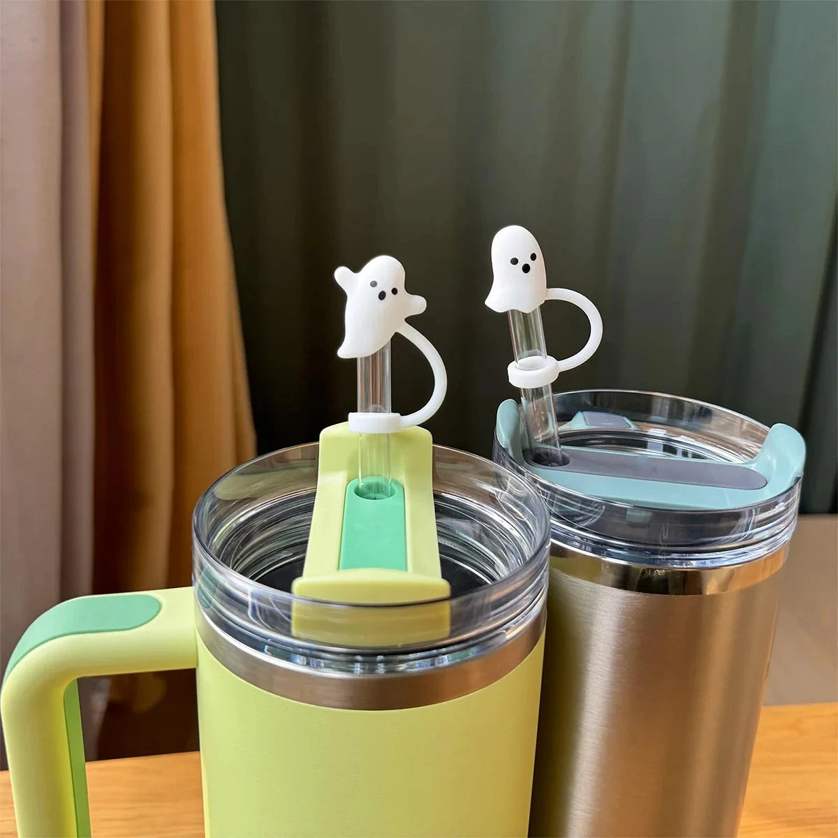 Cute Ghost Straw Covers Cap Compatible with Stanley Cup 30 40 oz, Reusable Drinking Straw Topper, Funny Tumbler Accessories Peaceful Pleasures Health and Wellness