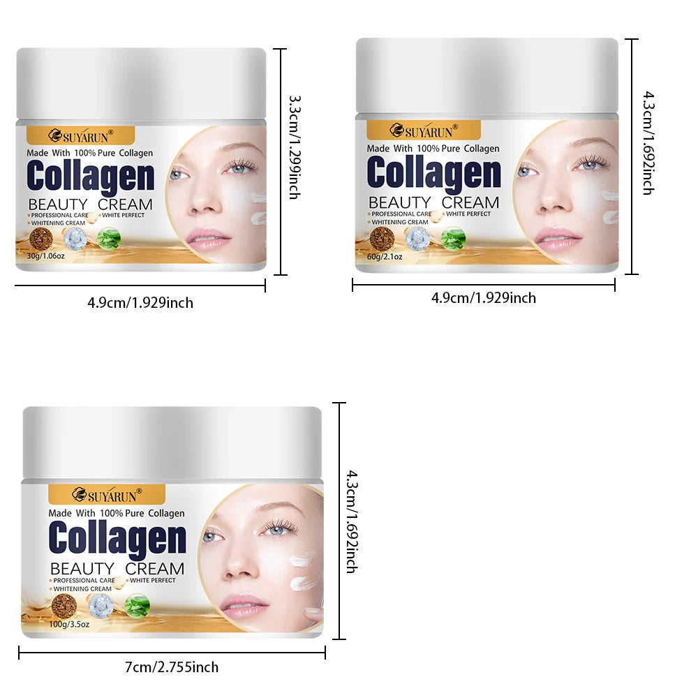 SUYARUN Collagen Face Cream Anti-Aging Firming And Moisturizing with Hyaluronic Acid for All Skin Types. Peaceful Pleasures Health and Wellness