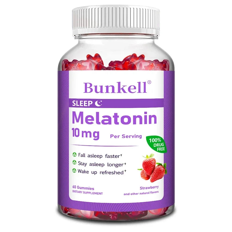 Bunkell Melatonin Gummies for Sleep Support Peaceful Pleasures Health and Wellness 60 count-1 bottle
