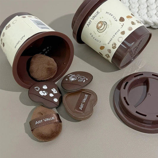 Art Value Mini Coffee Cup Powder Puff Set | 5pc Sponge Blush Makeup Powder Puff Oasis Select