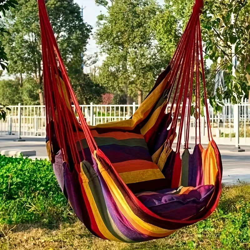 Outdoor Swing Hammock Chair Canvas Leisure Chair No Pillow Or Cushion Dormitory Hammock Swing Rocking Chair(With Storage Bag Peaceful Pleasures Health and Wellness