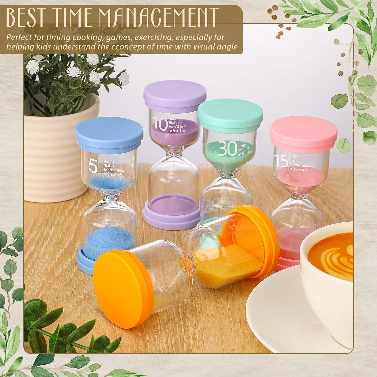 1PCS 3/5/10/15/30 Minutes Colorful Hourglass Sandglass Children Kid Gift Toy Sand Timer Hour Glass Home Decoration Sand Clock Peaceful Pleasures Health and Wellness