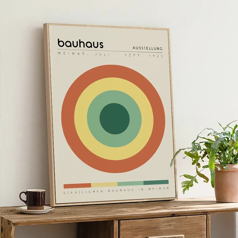 Modern Abstraction Wall Art Poster Prints Bauhaus Geometric Buildings Canvas Painting Picture for Bathroom Room Home Decor Peaceful Pleasures Health and Wellness