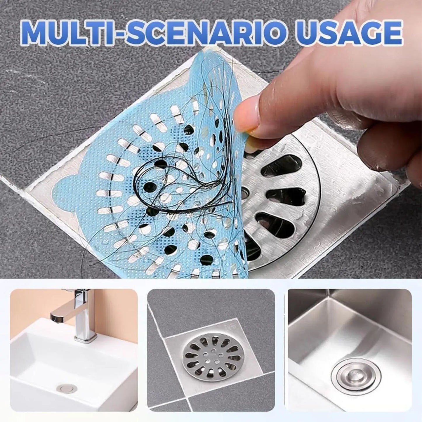 Shower Drain Hair Catcher Sticker Fine Mesh Filter 30 Pack