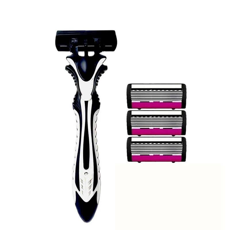 Men's 6-Blade Reusable Razor with Replaceable Head