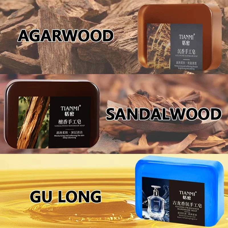 Men's 3-in-1 Agarwood Cologne Handmade Soap – Face Hair Body