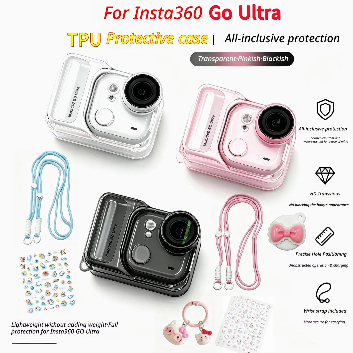 Insta360 Go Ultra TPU Case + Lens Cap & Anti-Lost Rope