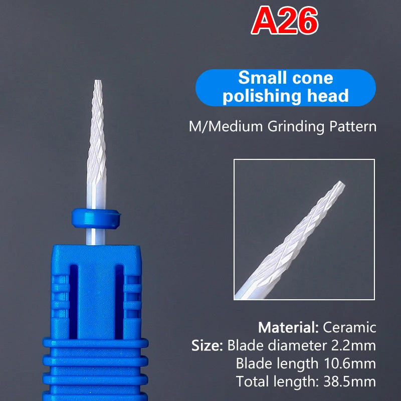 Ceramic Milling Cutter Nail Drill Bit Electric Manicure Pedicure Mill Bits Machine Files Nail Art Tools Equipment Peaceful Pleasures Health and Wellness A26