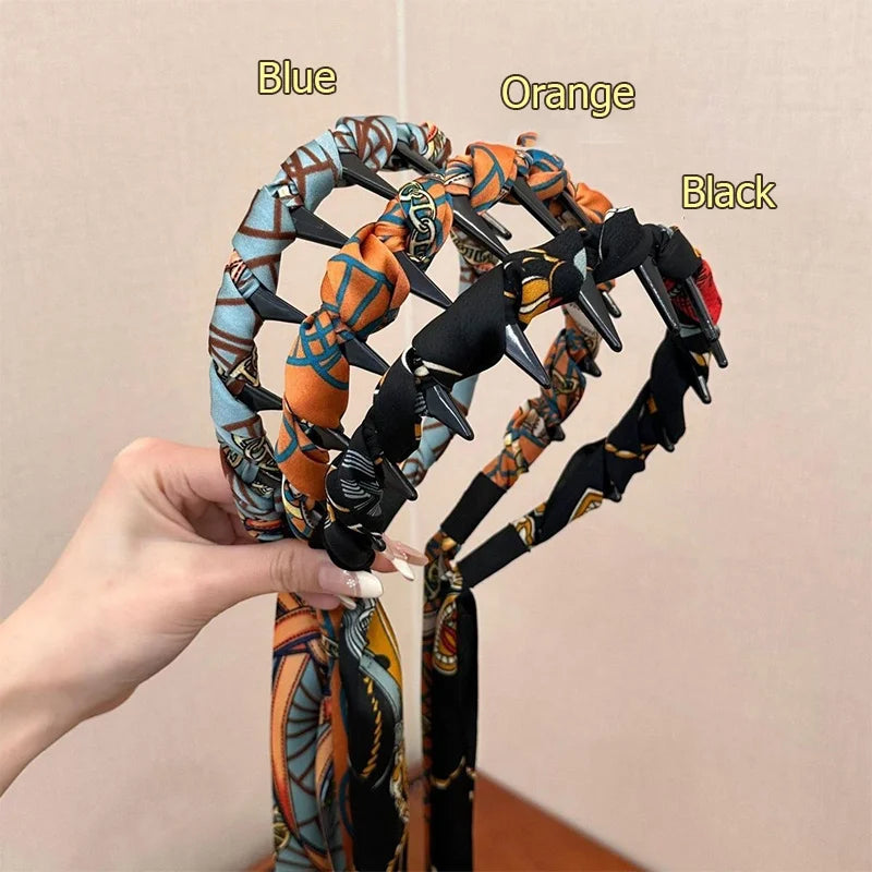 Elegant Floral Ribbon Comb Headband for Women | Wave Band