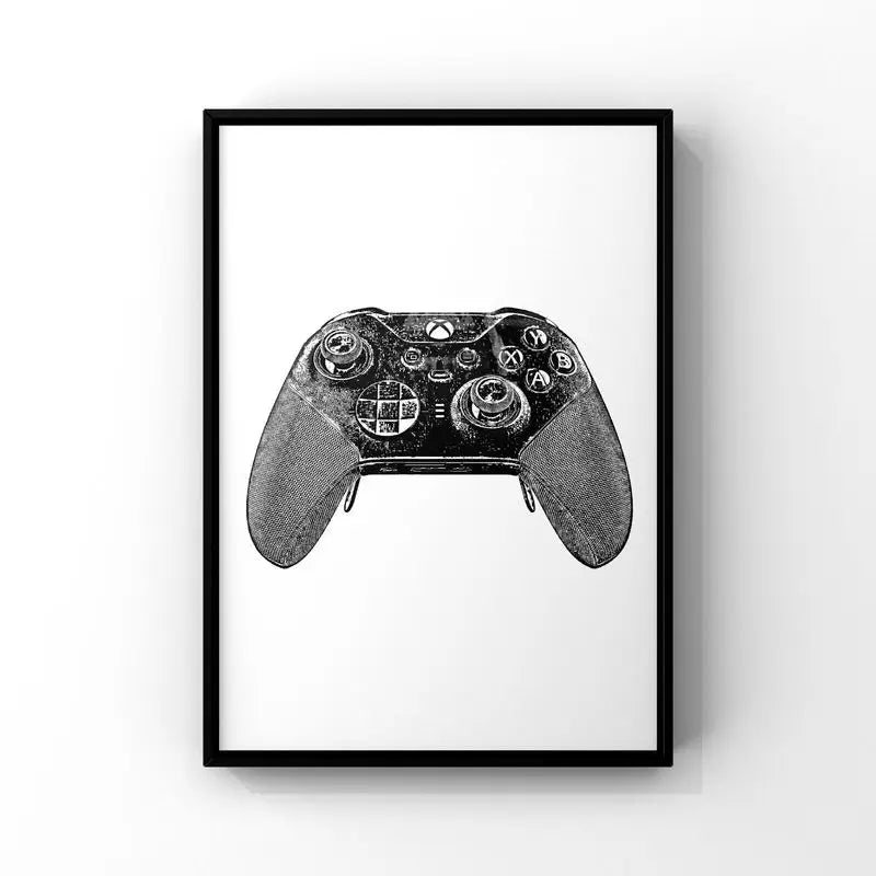 Black & White Gaming Canvas Wall Art – Unframed Gamer Poster