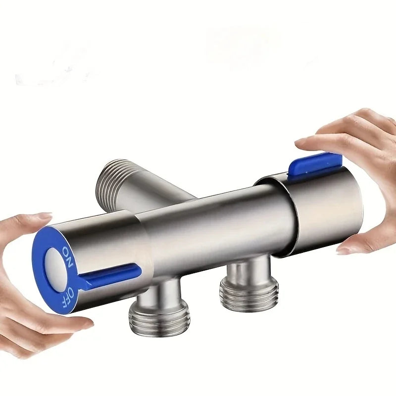 304 Stainless Steel Angle Valve – 1 Inlet 2 Outlets Brushed Chrome