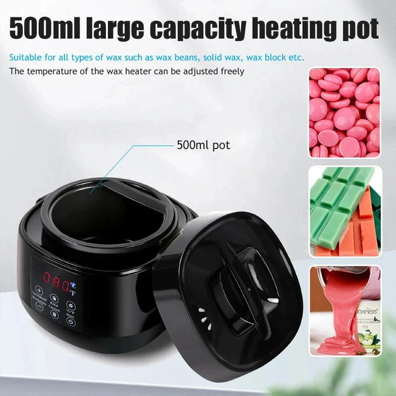 500ML Wax Warmer Digital Wax Heater for Professional Hair Removal Waxing Beans Heating Machine Depilation Epilator Wax-melt Pot Peaceful Pleasures Health and Wellness