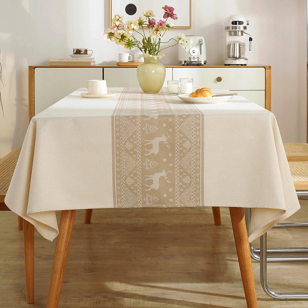 Battilo Vintage Linen Tablecloth | Waterproof Rectangle Cover