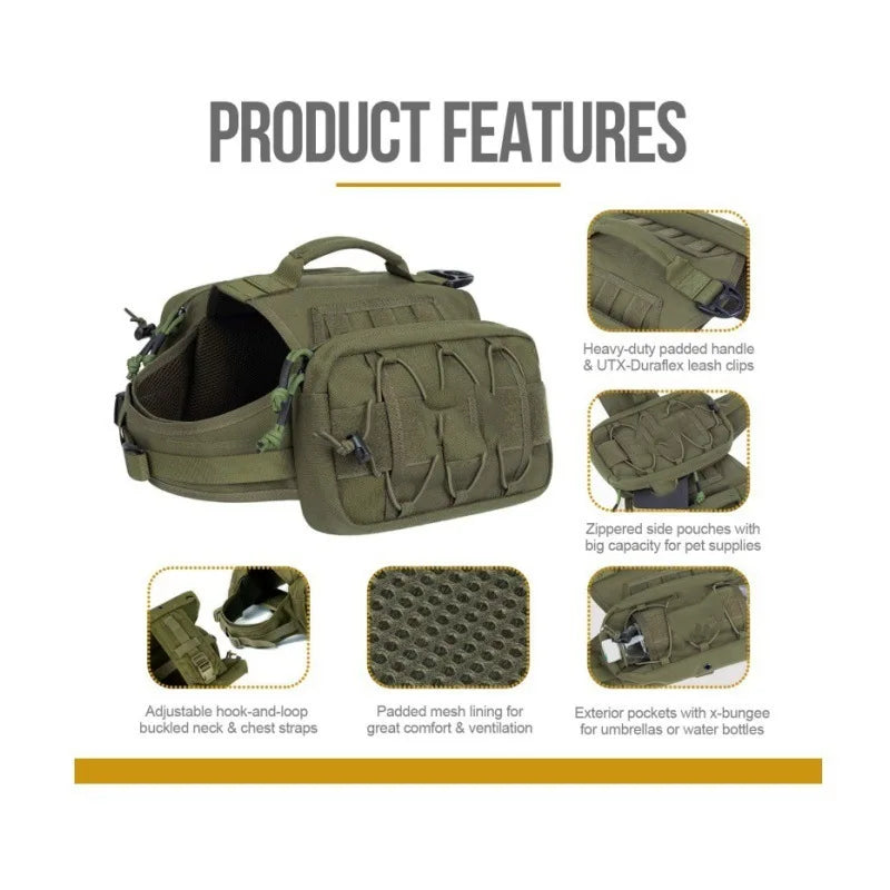 Nylon Tactical Dog Harness Vest for Medium & Large Dogs Tactical Dog Harness Peaceful Pleasures Health and Wellness