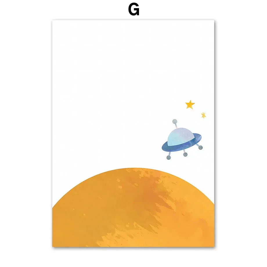 Rocket Astronauts Planet Outer Space Name Custom Wall Art Pictures Printed On Canvas Nordic Posters For Children's Room decora Peaceful Pleasures Health and Wellness DJ40278-07 40x60cm Unframed