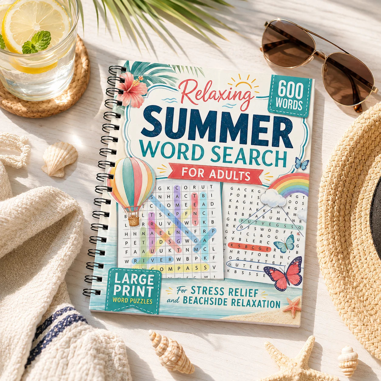 Summer Word Search Adults Large Print 600 Words Relaxing Puzzle Book