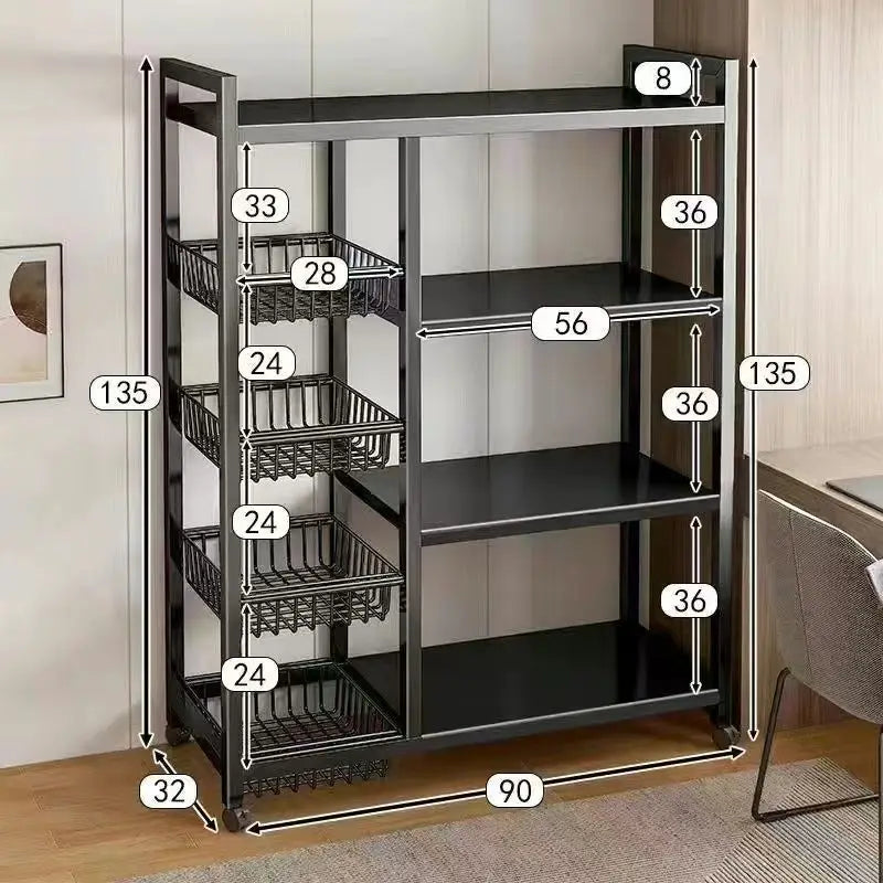 Sturdy Space Saving Heavy Duty Thickened Mesh Basket Kitchen Storage Rack For Vegetable and Fruit Organizer For Dorm Home Use Peaceful Pleasures Health and Wellness Double 4 Layer B 90