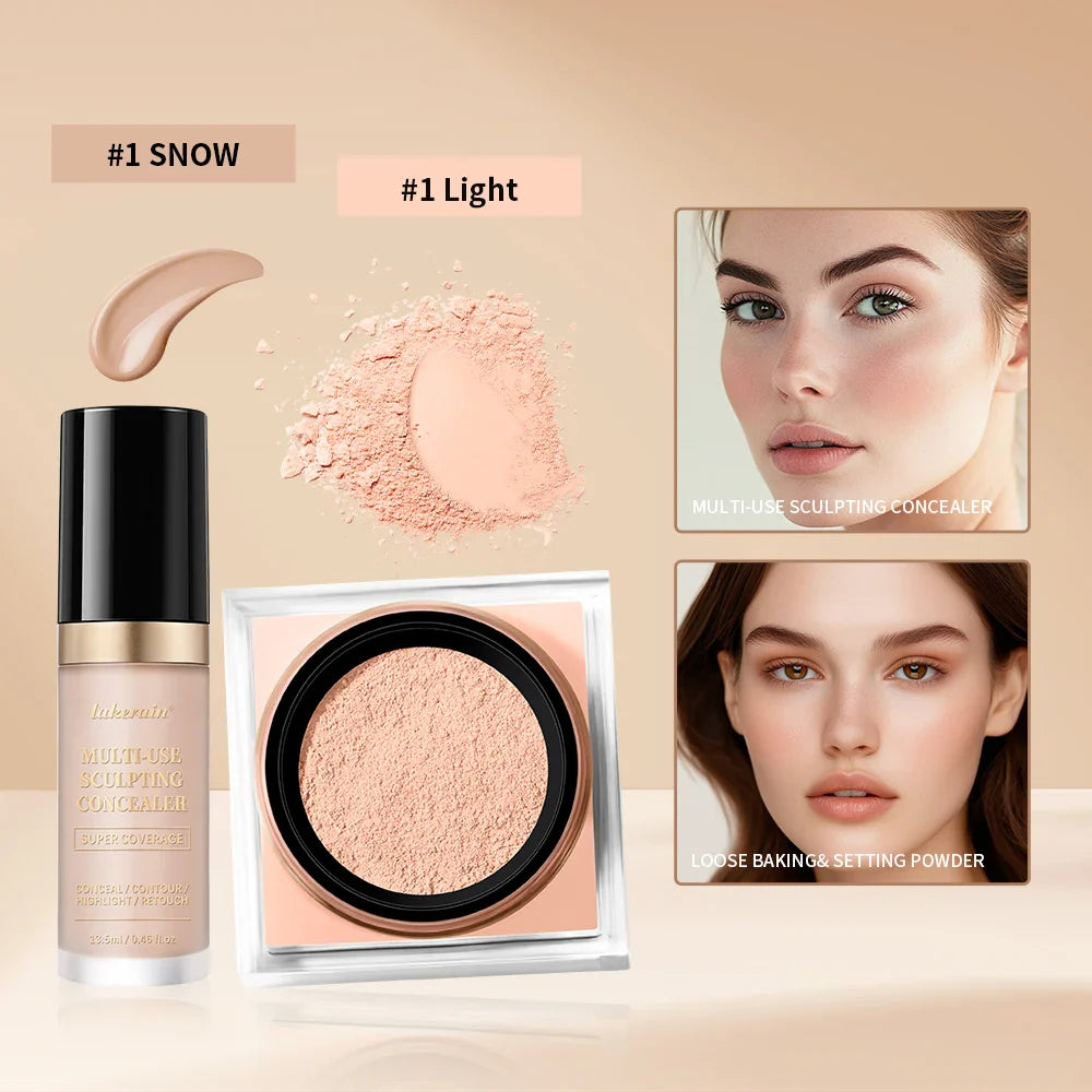 Concealer & Loose Setting Powder Makeup Set – Matte Finish