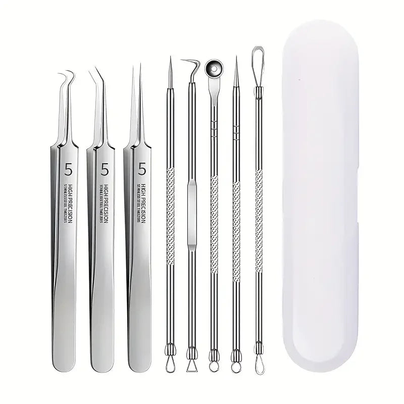 8-Pc Stainless Steel Blackhead Extractor & Blemish Tool Kit