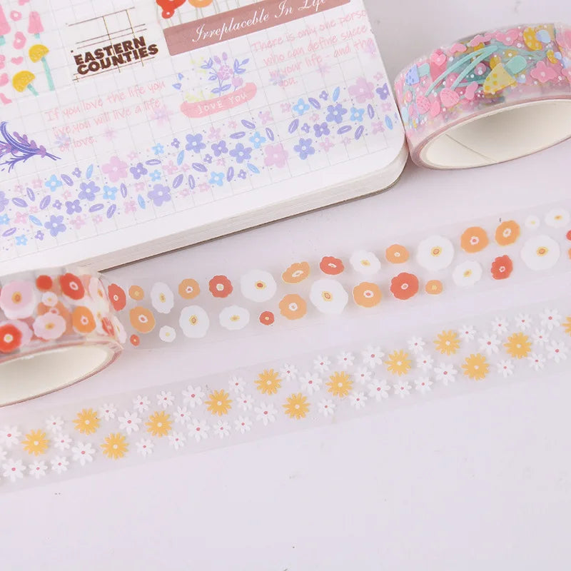 Creative Clear PET Floral Washi Sticker Tape DIY Scrapbooking Journal