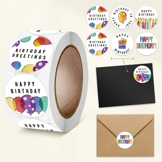 Watercolor Birthday Round Stickers | Self-Adhesive Gift Seals Birthday Party Stickers Peaceful Pleasures Health and Wellness