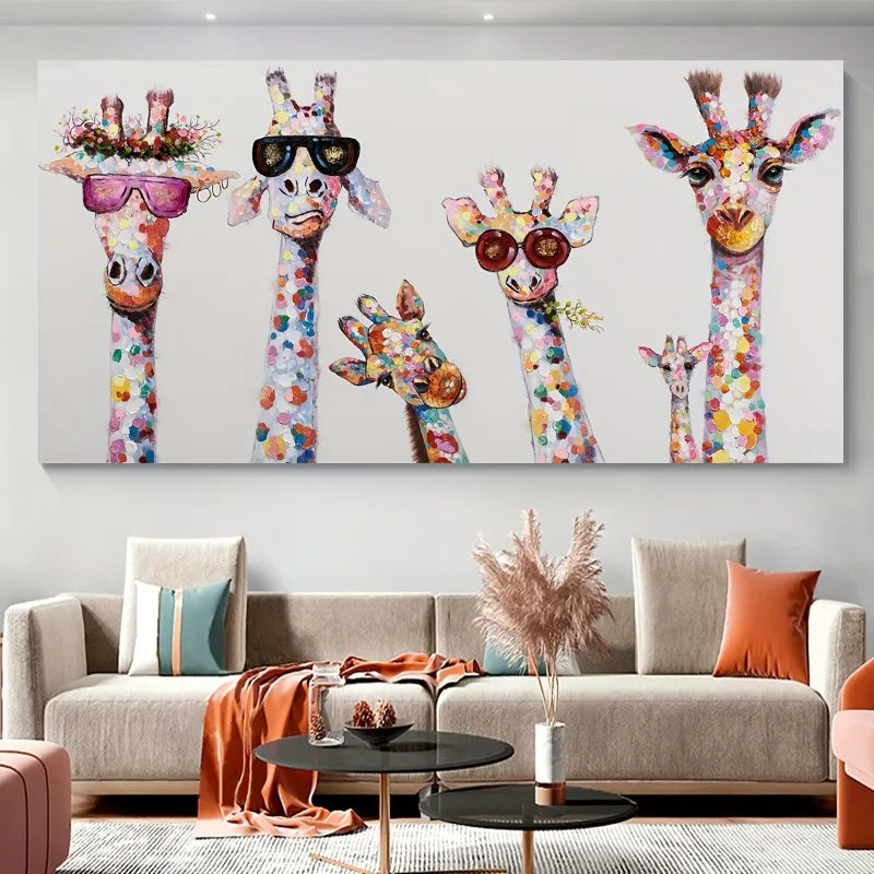 Vibrant Giraffe Canvas Art Print Unframed, Modern Wall Decor for Living Room, Bedroom, Office More Perfect Gift , Giraffe Decor Peaceful Pleasures Health and Wellness
